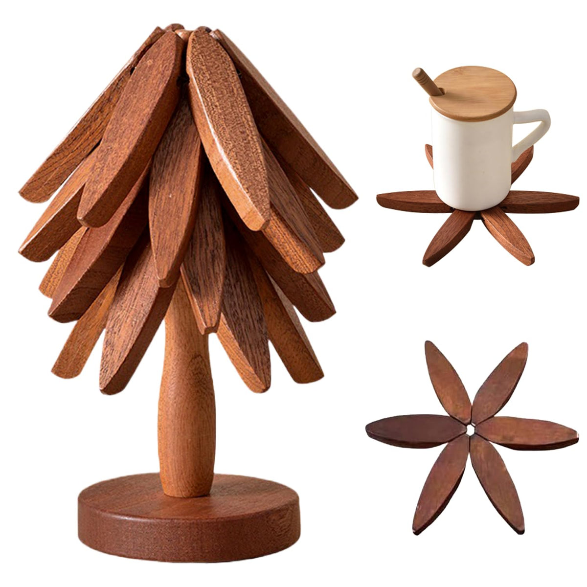 QIYLQE natural wood accessory to elevate counters and dining surfaces.