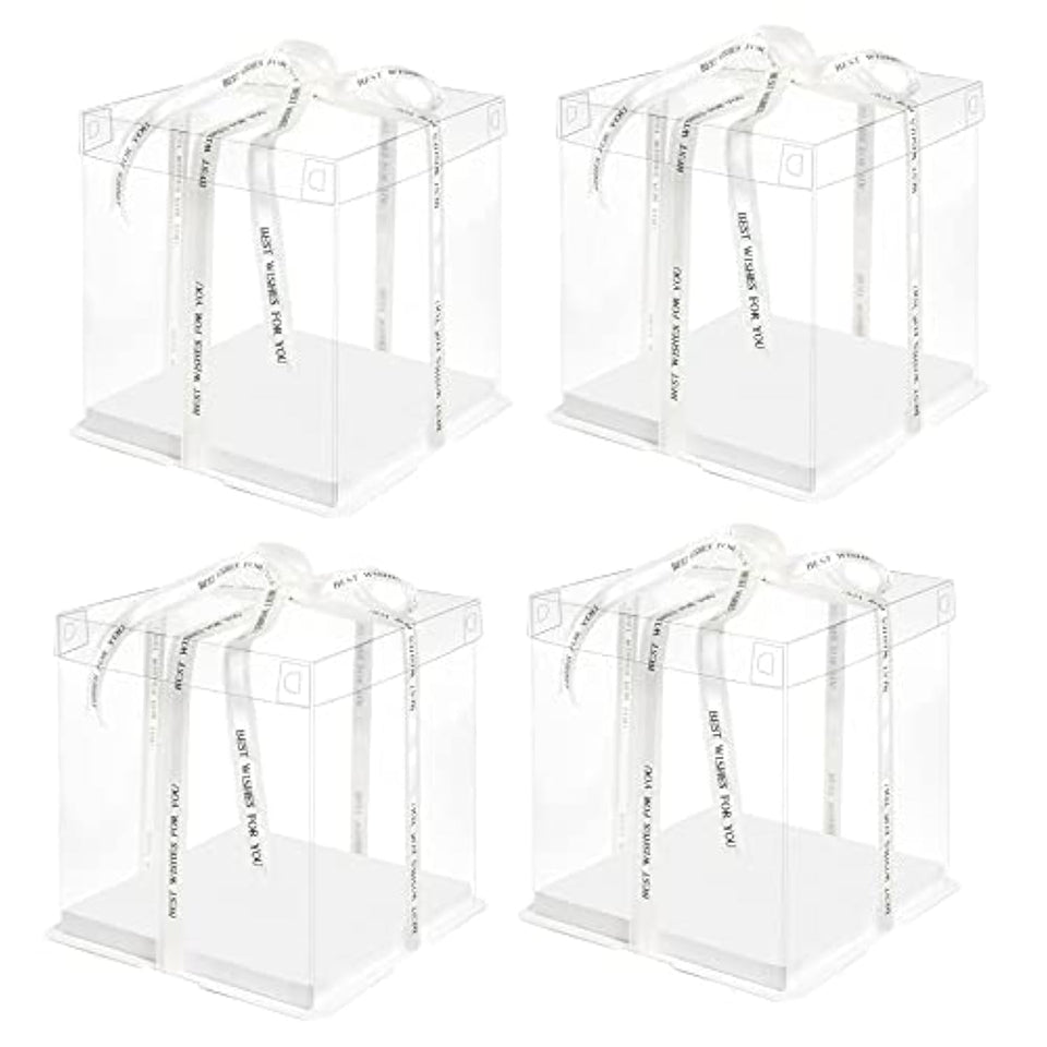 QPEY clear cake box top view highlights the dessert with crisp visibility for gifting.