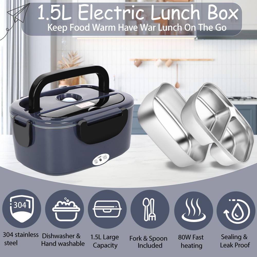 Qrastlu lunch box cord assembly shows 3-in-1 power options for on-the-go heating