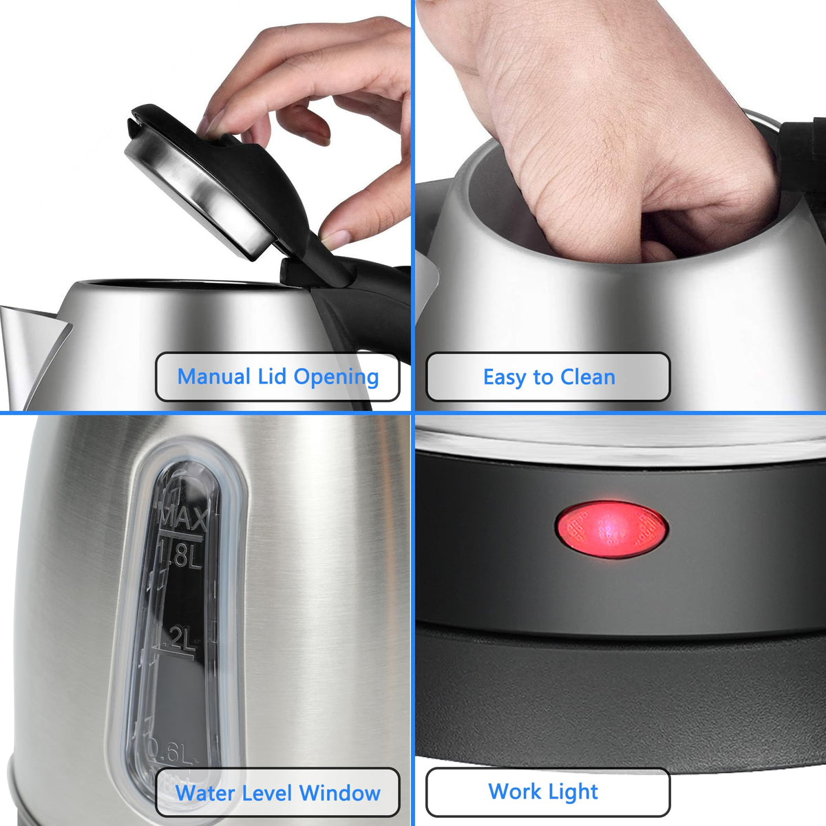 QSLKING kettle auto shut-off provides safety during use.