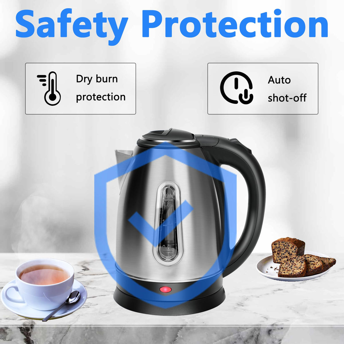 QSLKING kettle shows the cool-touch handle for safe lifting.