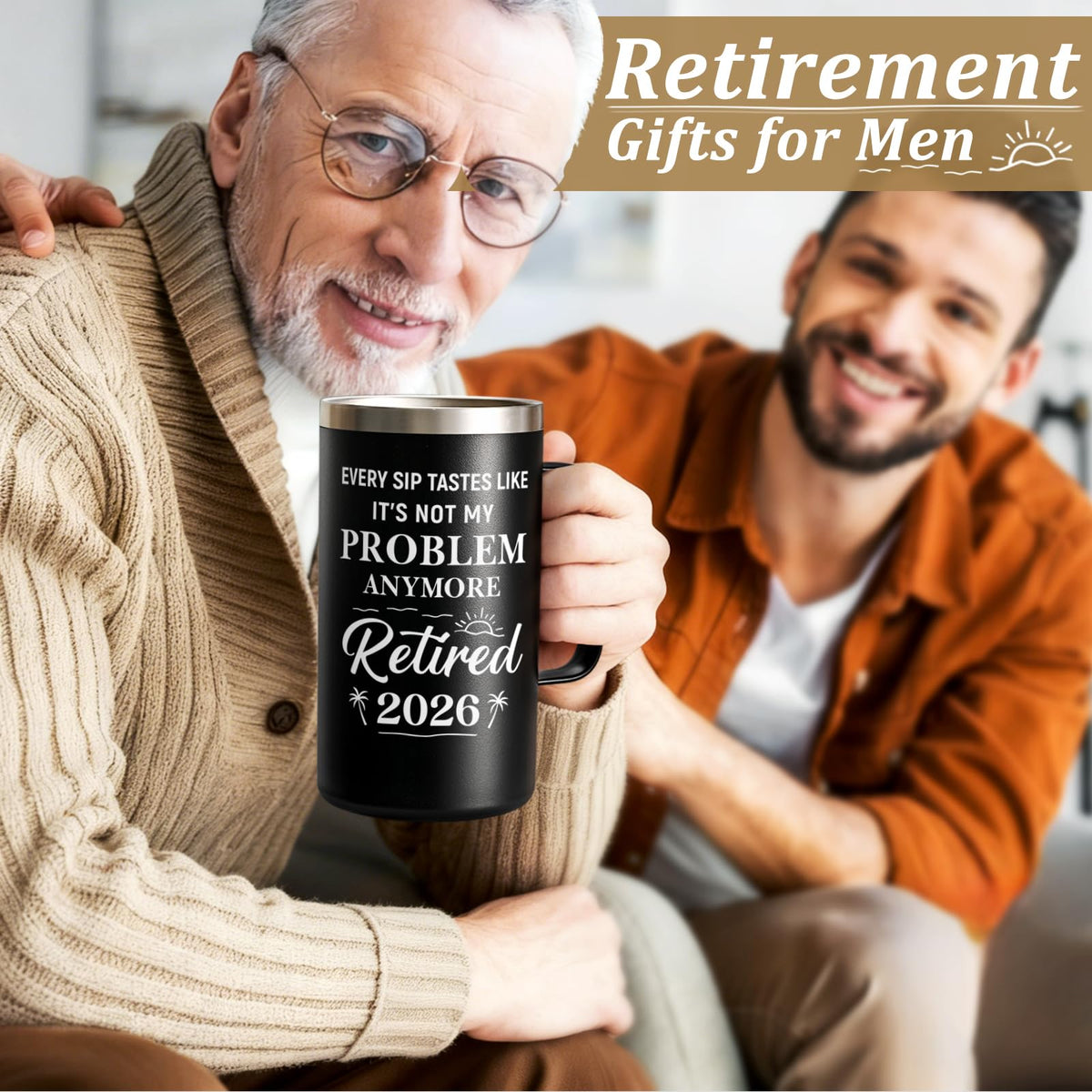 Qtencas retirement mug with stainless steel straw for mess-free sipping
