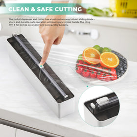 Quasziwa wrap dispenser tucked in a drawer for a space-saving setup