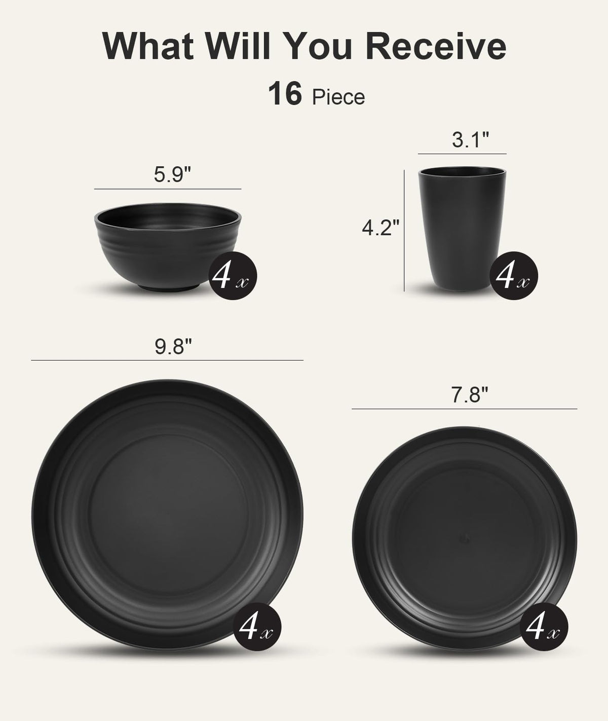 Quatish 16-piece salad plates for versatile plating and easy stacking