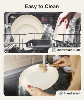 Quatish stackable design saves cabinet space in small kitchens.