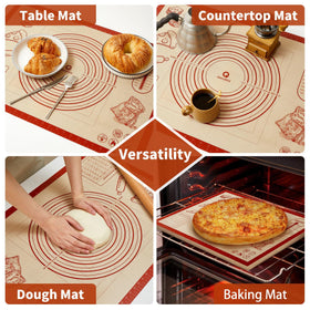 QUELLANCE mat shows double-sided measurements for precise dough sizing