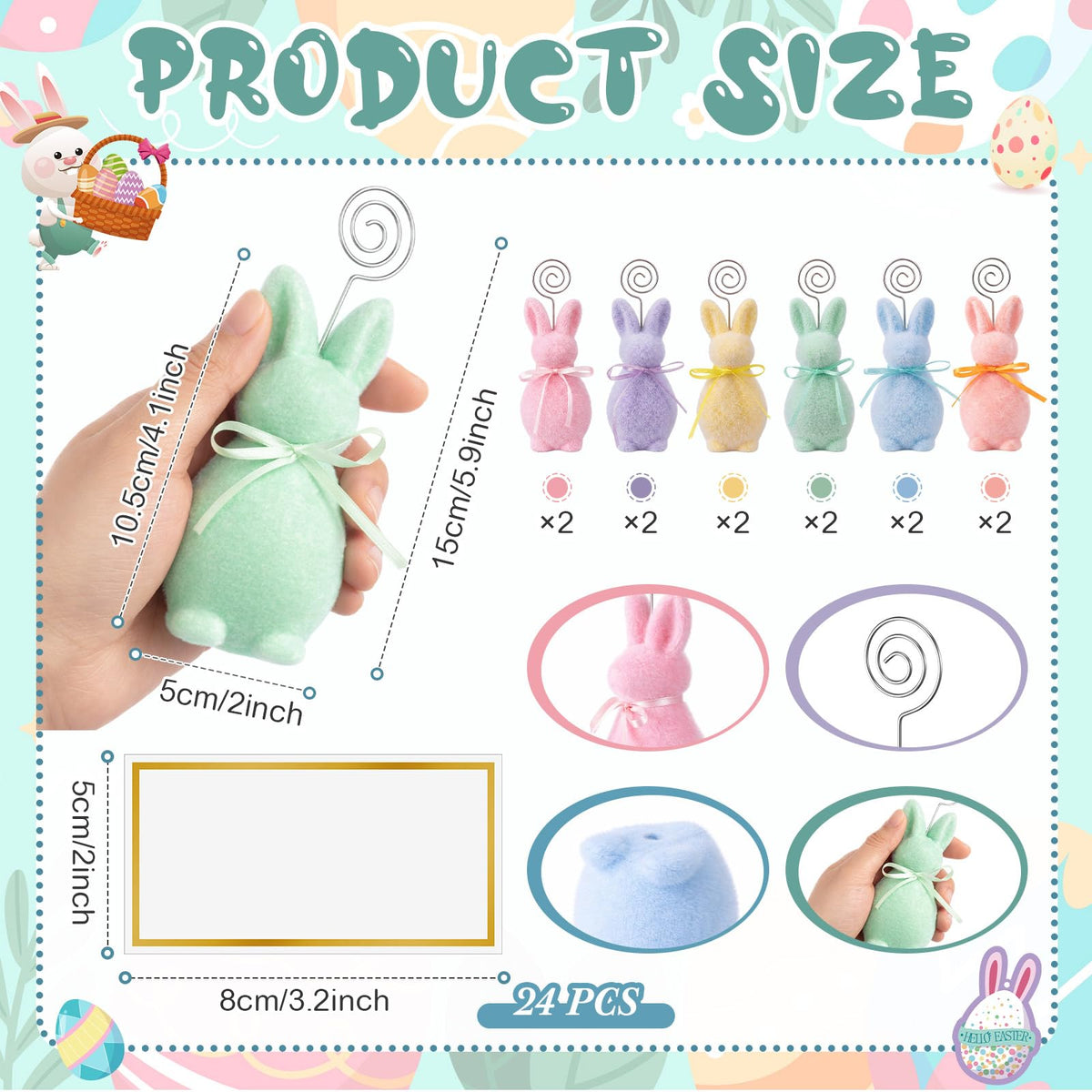 Qunclay bow-tied bunny card holder keeps seating organized with playful charm.