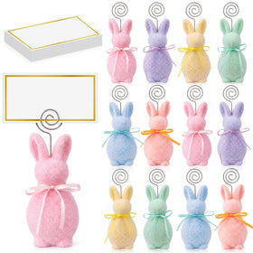 Qunclay Easter flocked bunny holder adds festive color to table place settings.