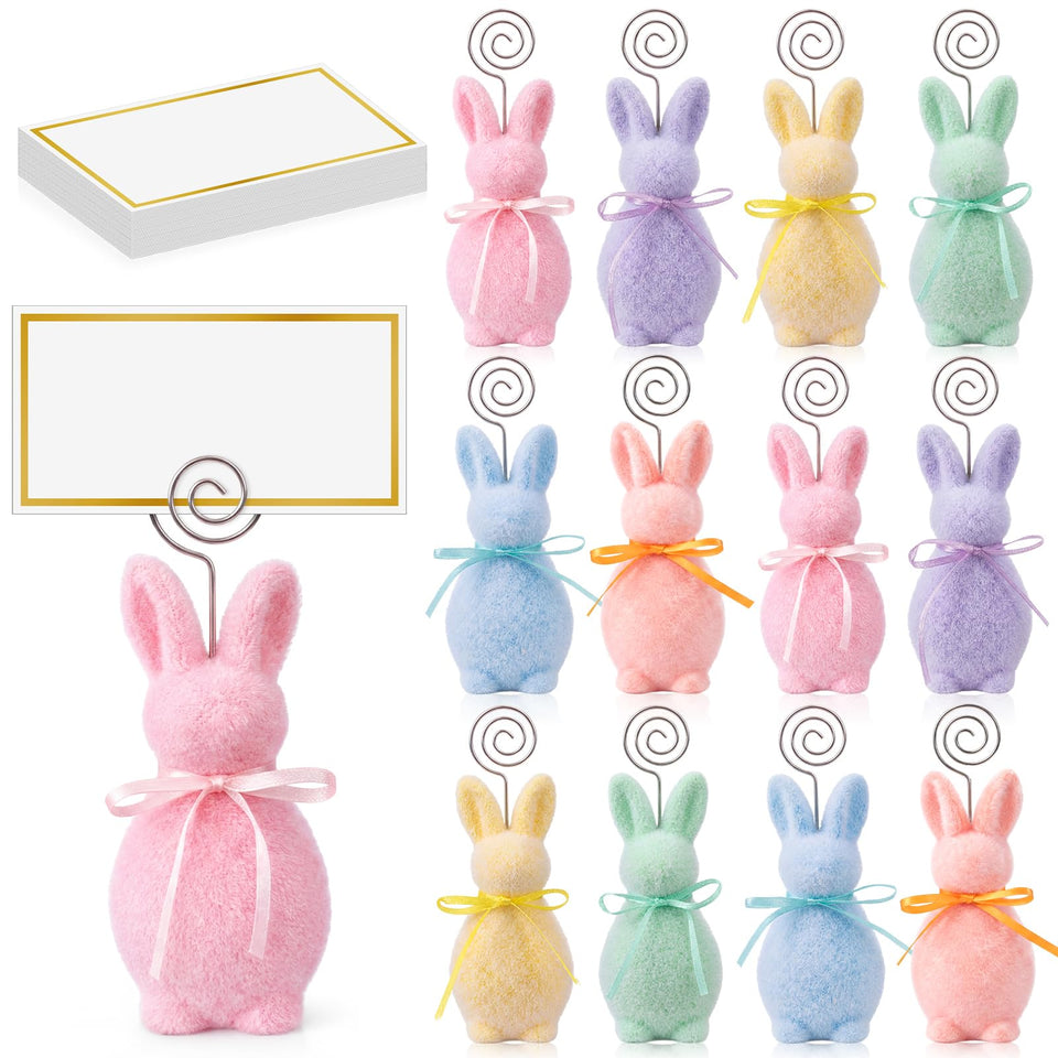 Qunclay Easter flocked bunny holder adds festive color to table place settings.