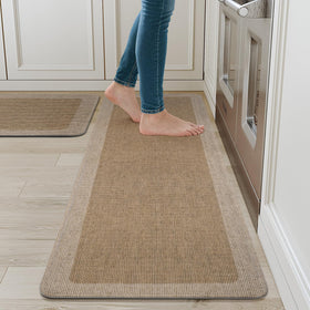Quqei neutral brown mat complements any decor style.