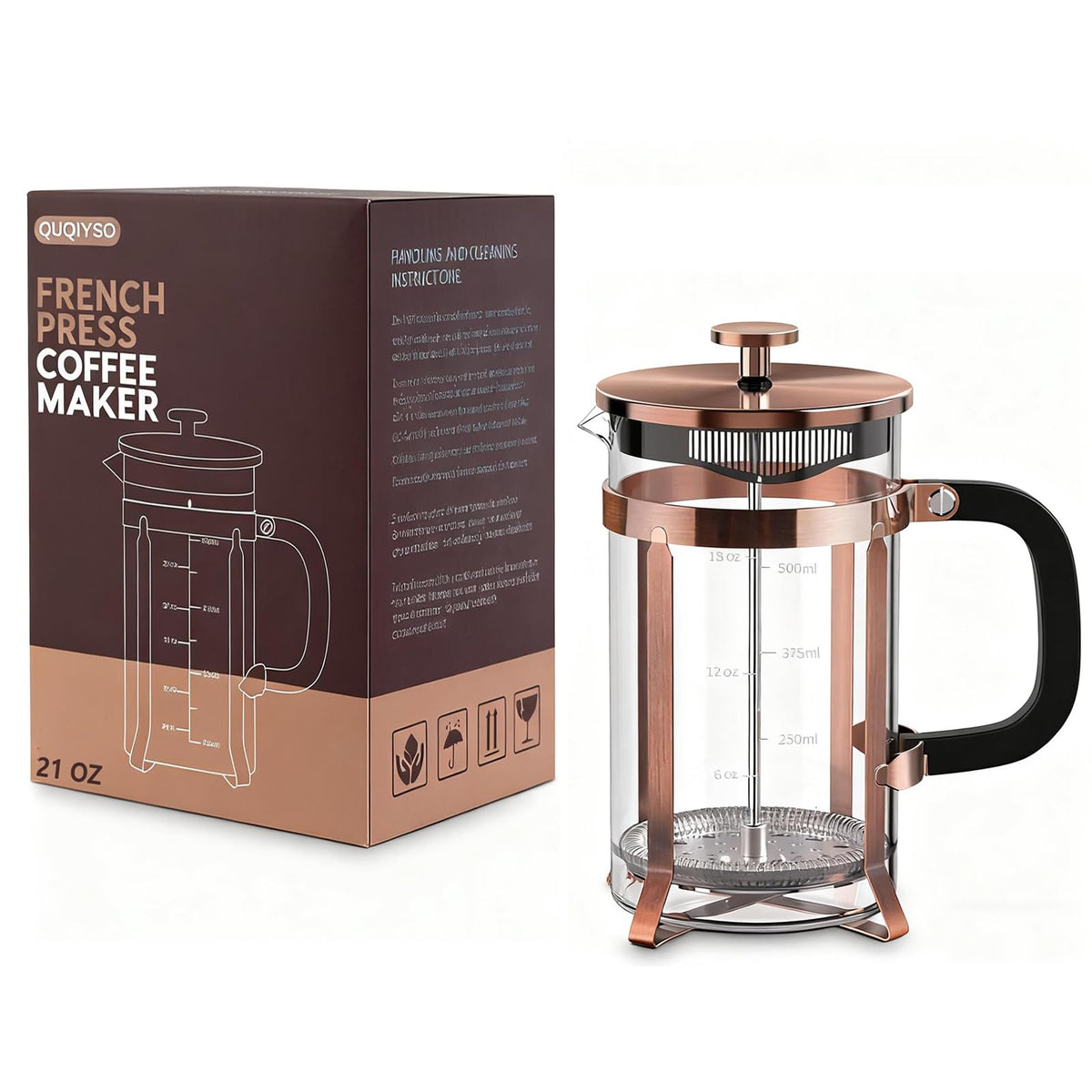 Copper-finish QUQIYSO press adds modern style to a busy kitchen.