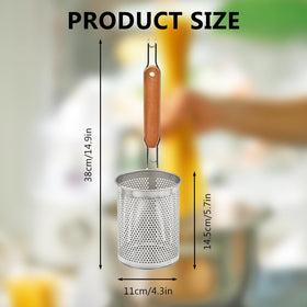 QYQRQF pasta strainer with hooks designed for hands-free draining.