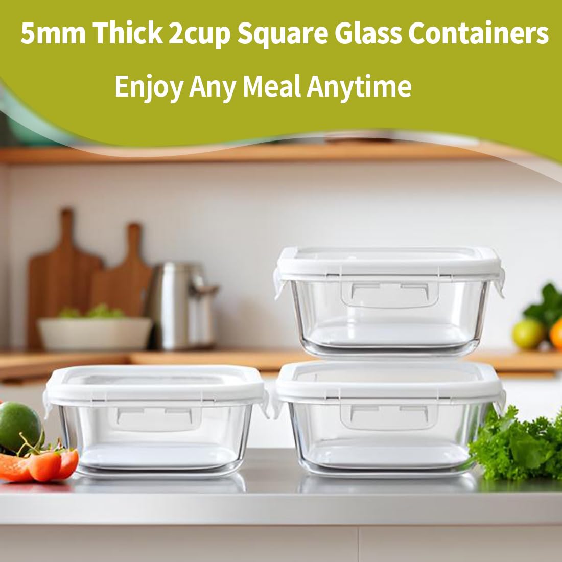 R.repad yay 2 cup square glass container offers clear view of contents