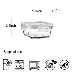 R.repad yay 2 cup square glass container with lids off for heating and prep