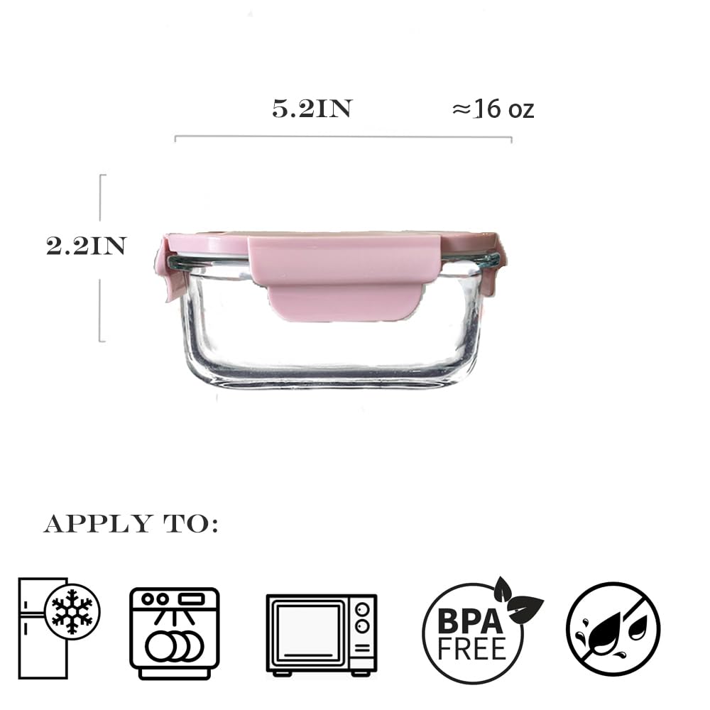 R.repad yay square 2cup glass container with green lid side view, space-saving