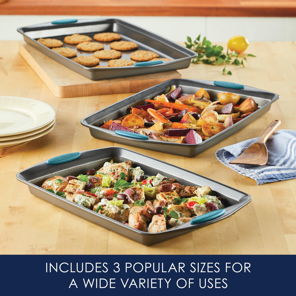 Rachael Ray bakeware oven safe to 500°F for high-heat baking