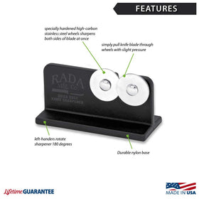 Rada Quick Edge Knife Sharpener two-pack keeps blades sharp at home or on the go.