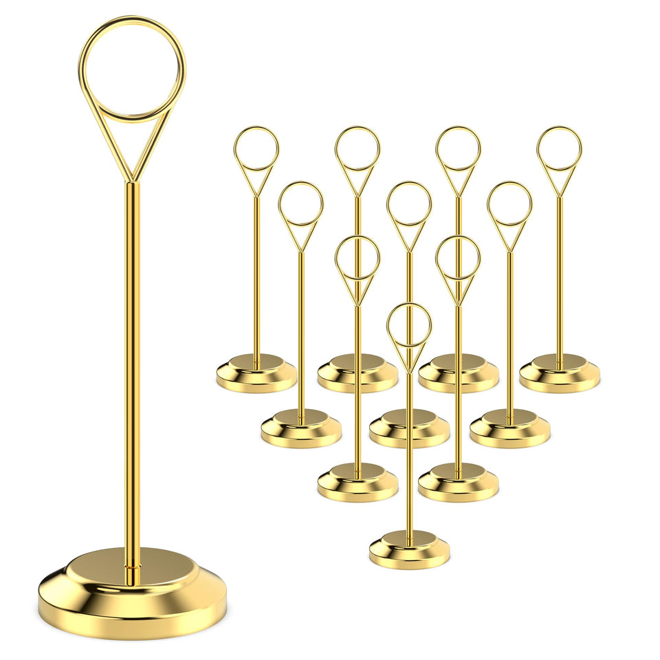 Radezon gold table-number-holders with wide base for stable banquets