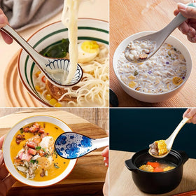 Raelitego non-slip soup spoon provides a secure grip during meals.