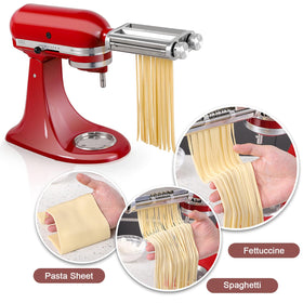 RAF BAR fettuccine cutter blade yields delicate ribbon noodles.