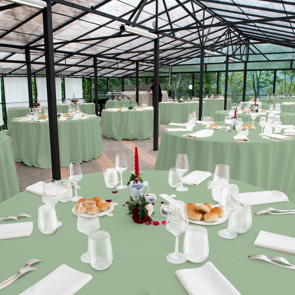 Ragnhild sage green table decoration idea for elegant gatherings
