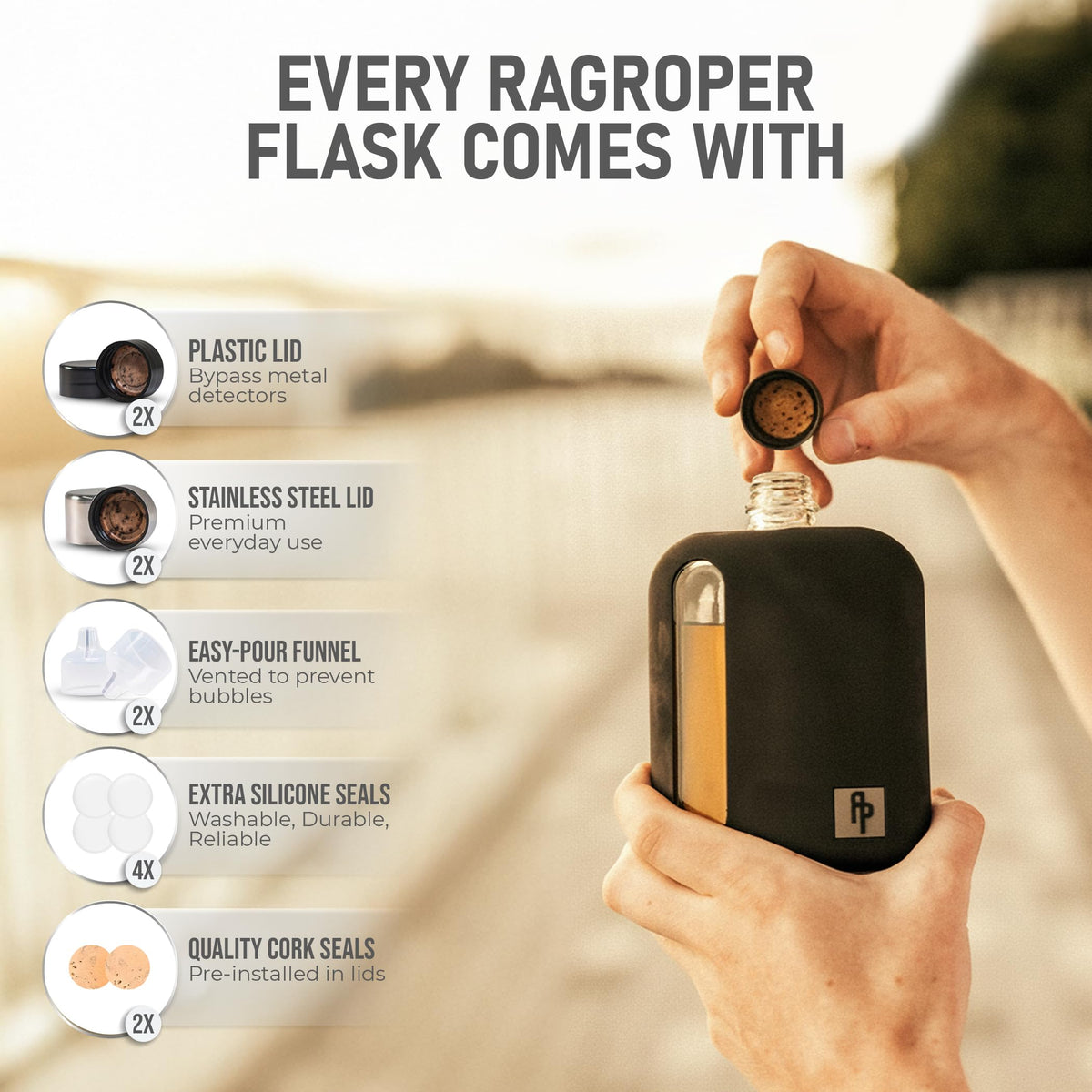 Ragproper gun metal lid with cork liner keeps contents secure.