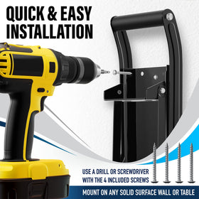 RamPro vertical wall-mount installation with included screws for secure setup.