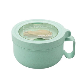 Rarapop 28oz microwave bowl with green lids for secure heating and spill prevention.