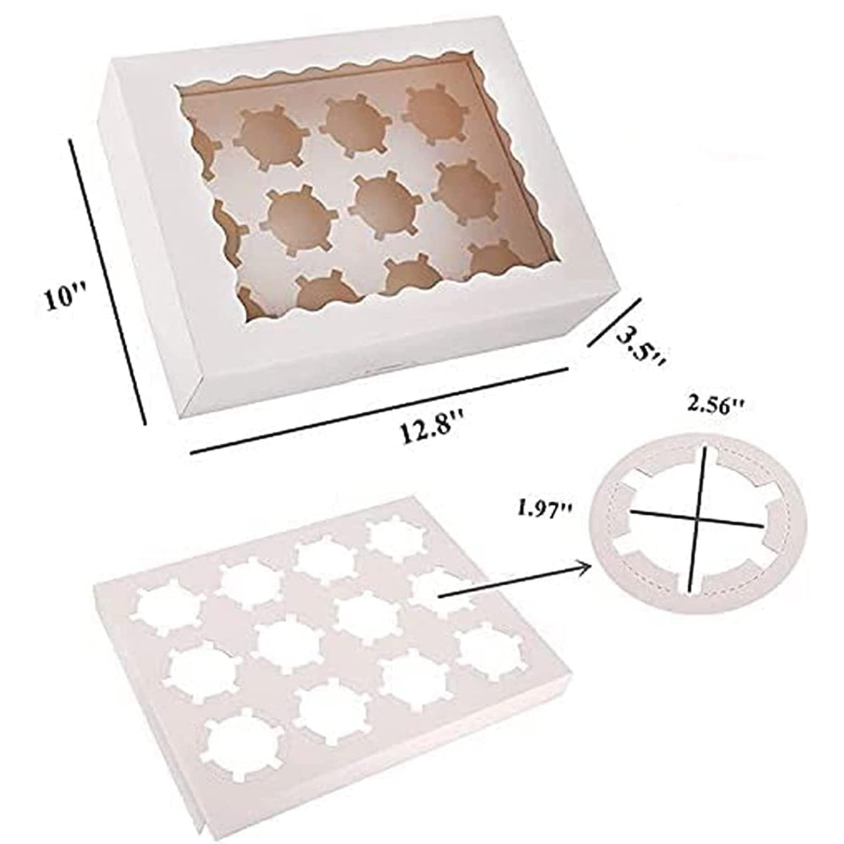 Rarapop cupcake box with removable insert keeps twelve cupcakes secure during transport