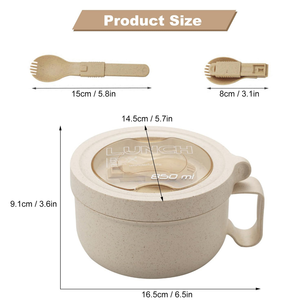 Rarapop wheat straw bowl with side handle for safe, easy transfers