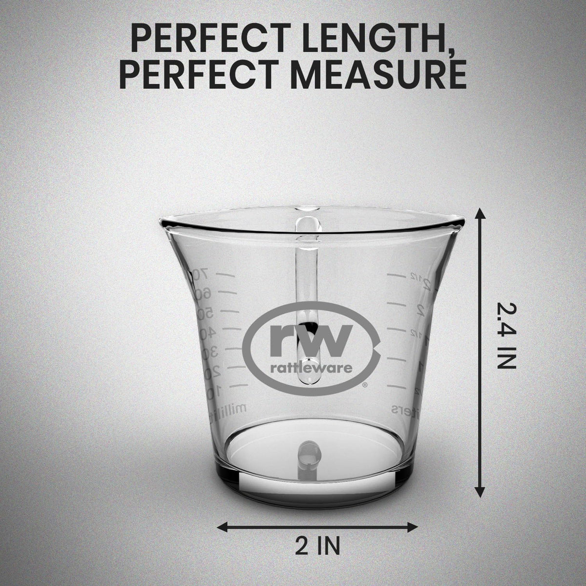 Rattleware elegant shot pitcher enhances counter presentation and workflow.
