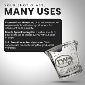 Rattleware two-piece espresso shot glass set quickens prep and consistency.