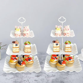 RAUVOLFIA three tier tray holds cupcakes, cookies, and candies neatly.