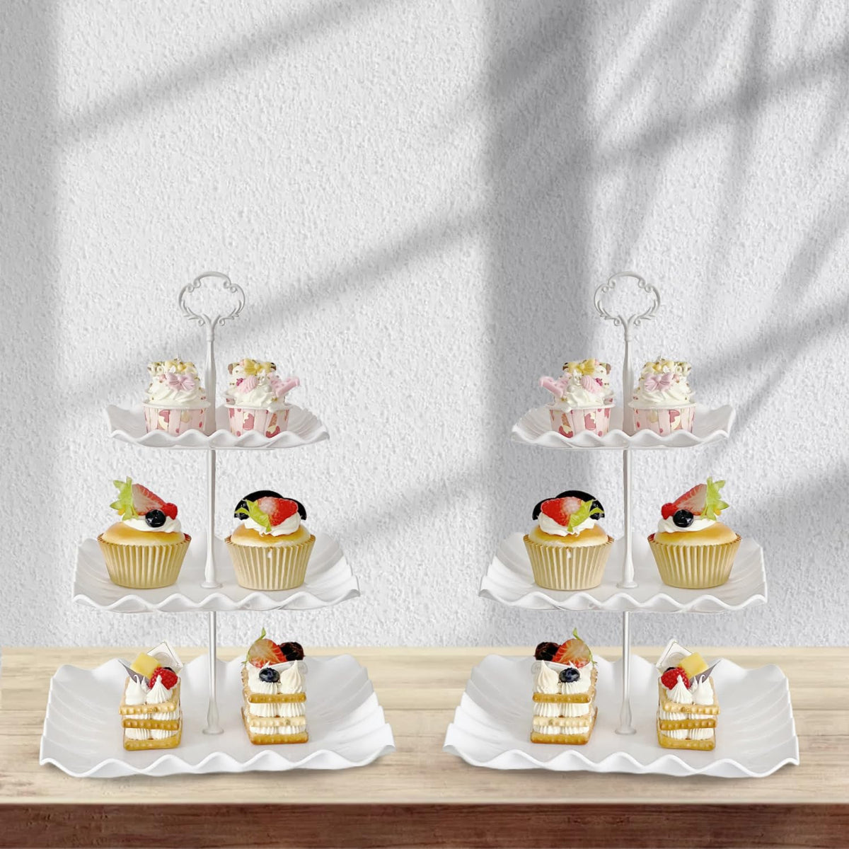 RAUVOLFIA thick trays and polished metal rods provide sturdy, premium dessert display.