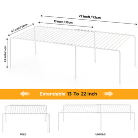 Ravinte expandable cabinet shelf adjusts from 13 to 22 inches for flexible fitting.