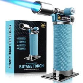 RAVS butane torch blue angled-nozzle for precise caramelization during crème brûlée