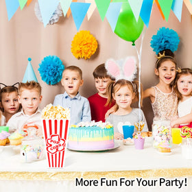 RAYMEA popcorn containers stacked, ideal for party setups and gift baskets.