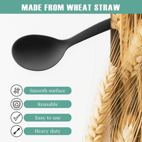 RayPard wheat straw serving spoons close-up shows durable, reusable material for repeated use