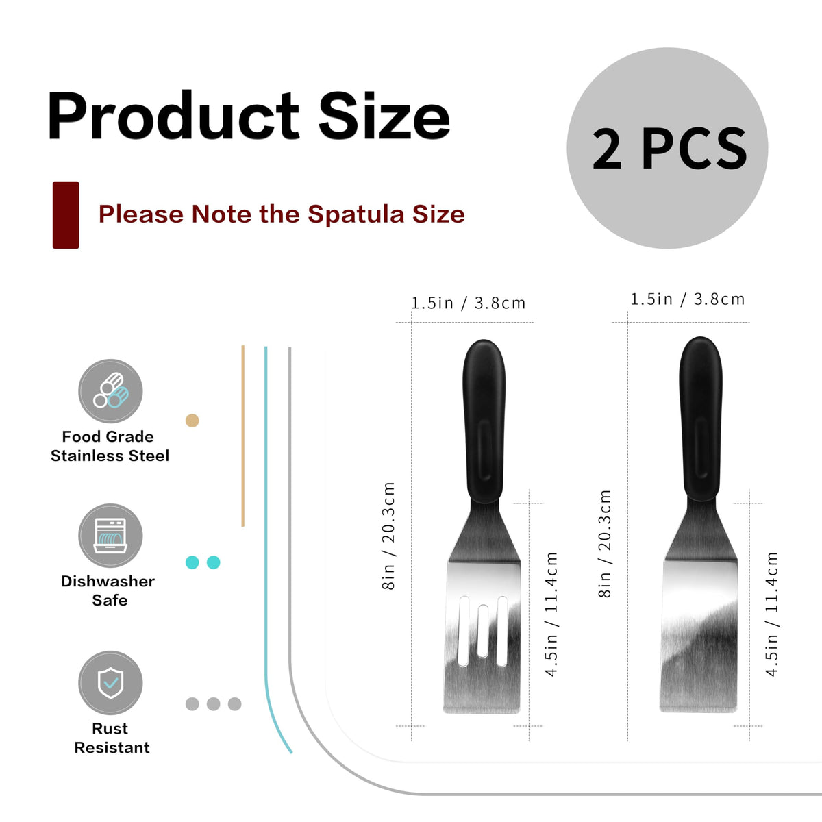 RCMo mini serving spatula with solid blade, 8 inches, sturdy grip for turning cookies.