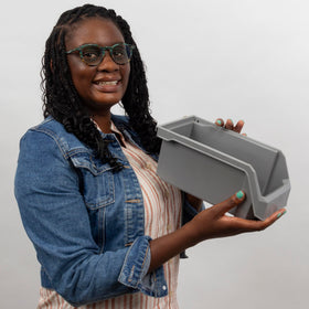 ReadySpace clear storage bin ideal for office supplies and craft organization
