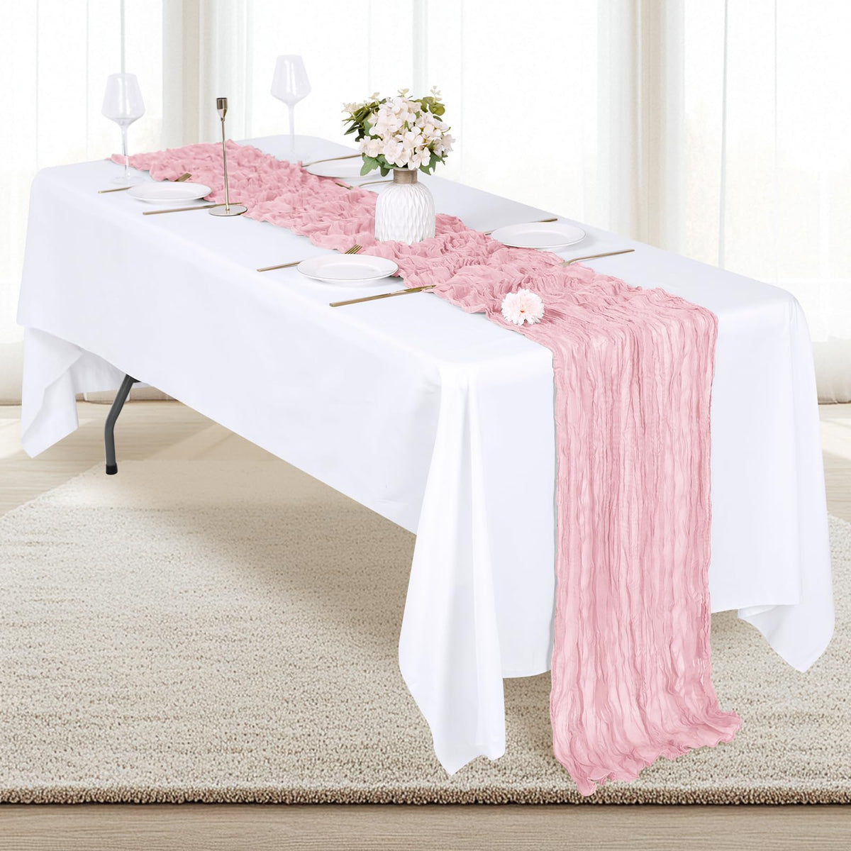 RealBox pleated design table runner adds rustic yet elegant texture