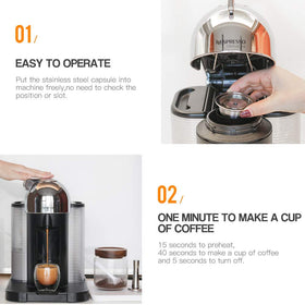 Stainless steel RECAFIMIL capsule designed for durable, reusable use.