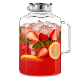 Rechano octagon glass water pitcher with lid and spout for precise pouring and spill control.