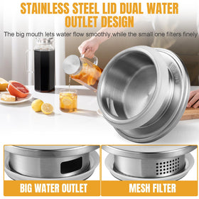 Rechano stainless-steel lid with two-way filtration to keep debris contained.