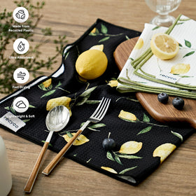 RECYCO waffle towel close-up showing high absorbency for spills and tasks.