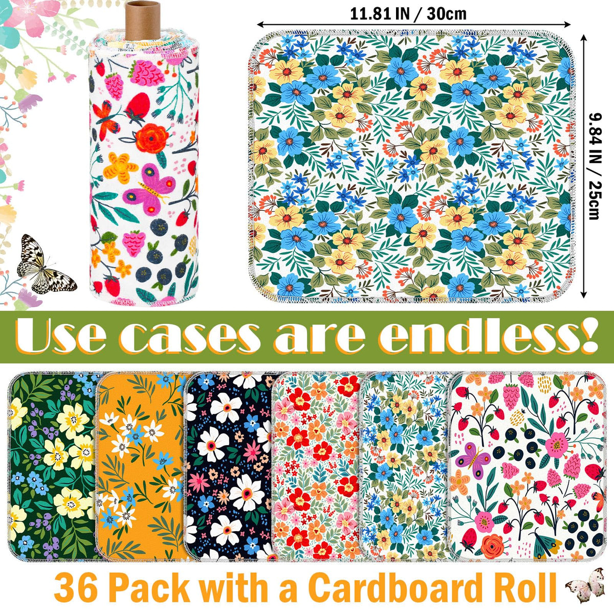 Redbaker floral design closeup shows vibrant pattern for cheerful cleaning.