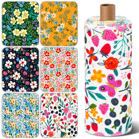 Redbaker floral kitchen towels roll for quick countertop cleanups and reuse.