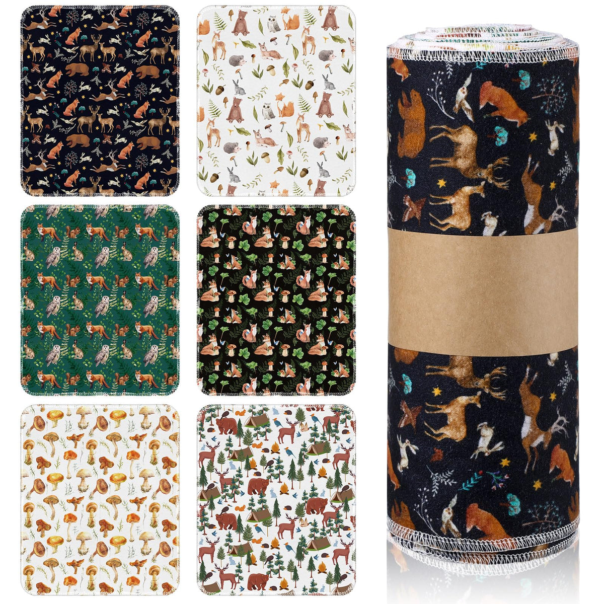 Redbaker wild animal towels with cardboard roll for easy refills and reuse.