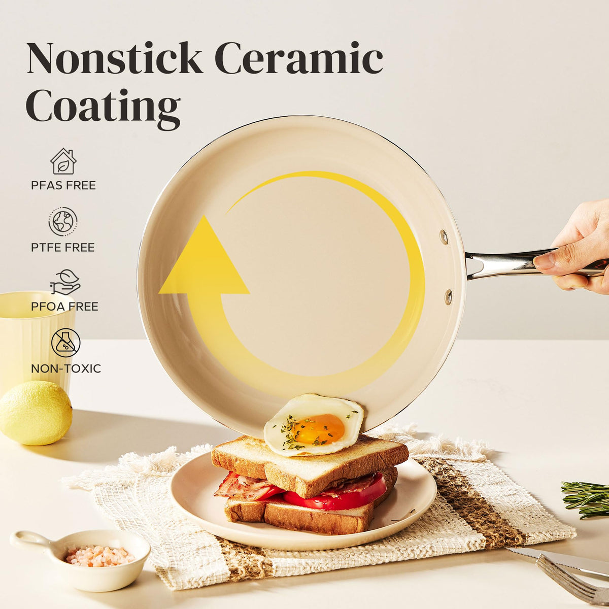 Redchef 11-inch saute pan shows controlled heating for sauces and sautéed vegetables.