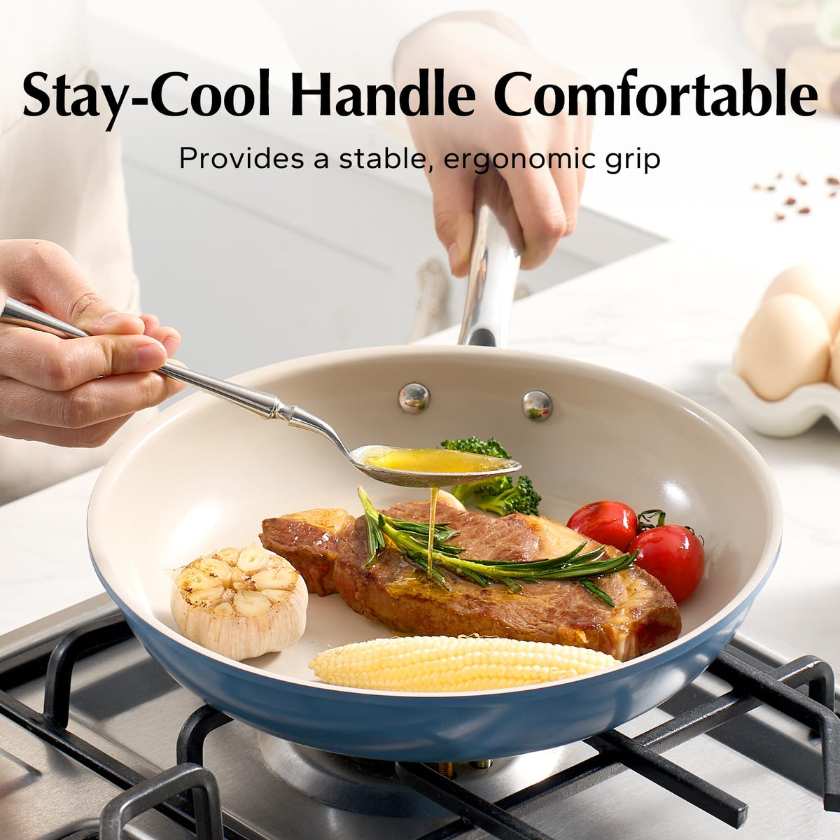Redchef 8in blue egg pan ideal for sunny-side eggs